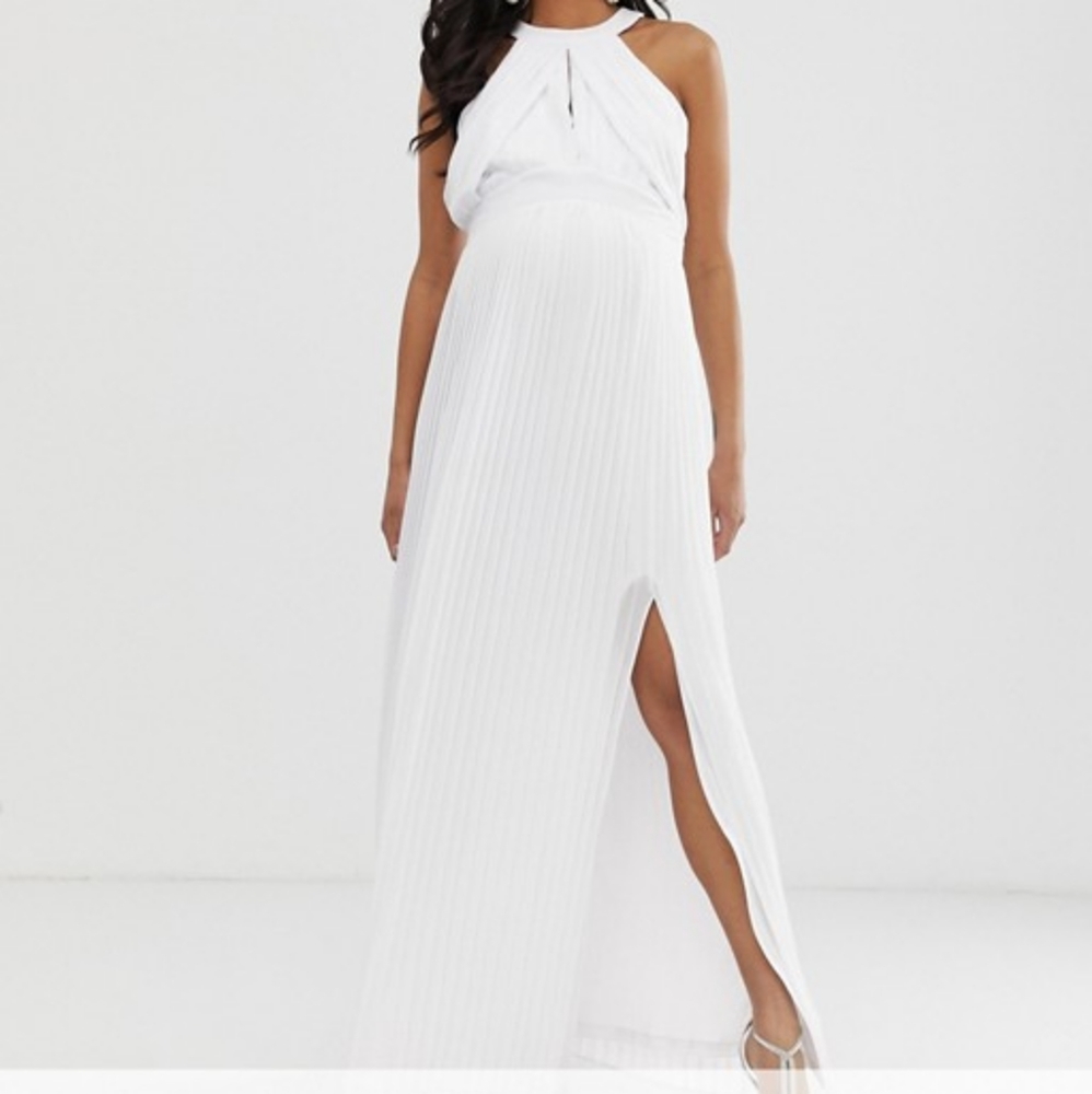 Asos maternity pleated maxi dress